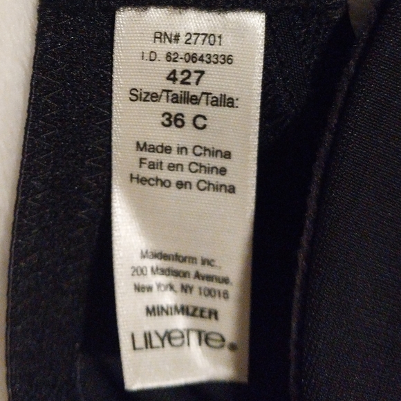 Lilyette Black Lace Bra 36C - Picture 3 of 5